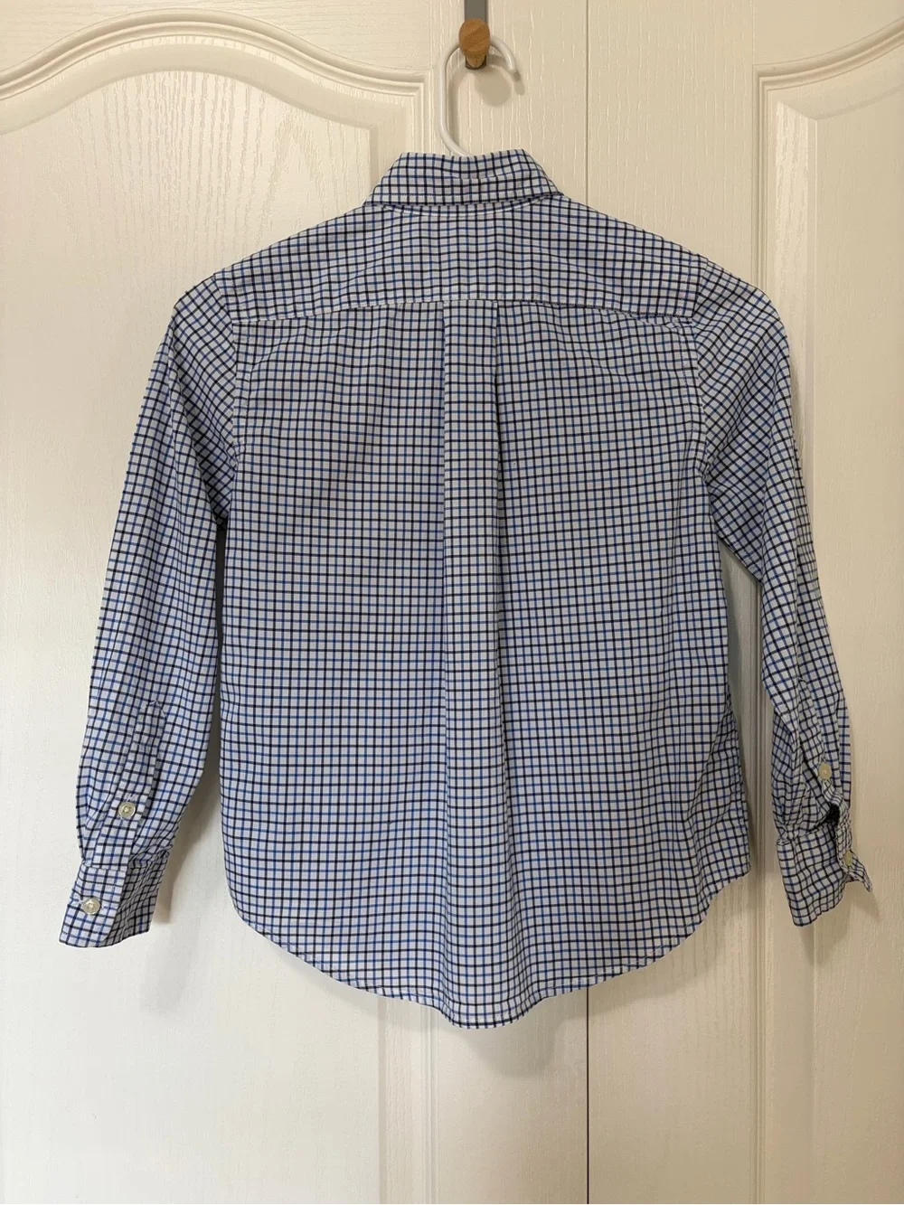 Polo Ralph Lauren Boys Blue White Plaid Button Down Shirt Size S 8 Cotton Pony